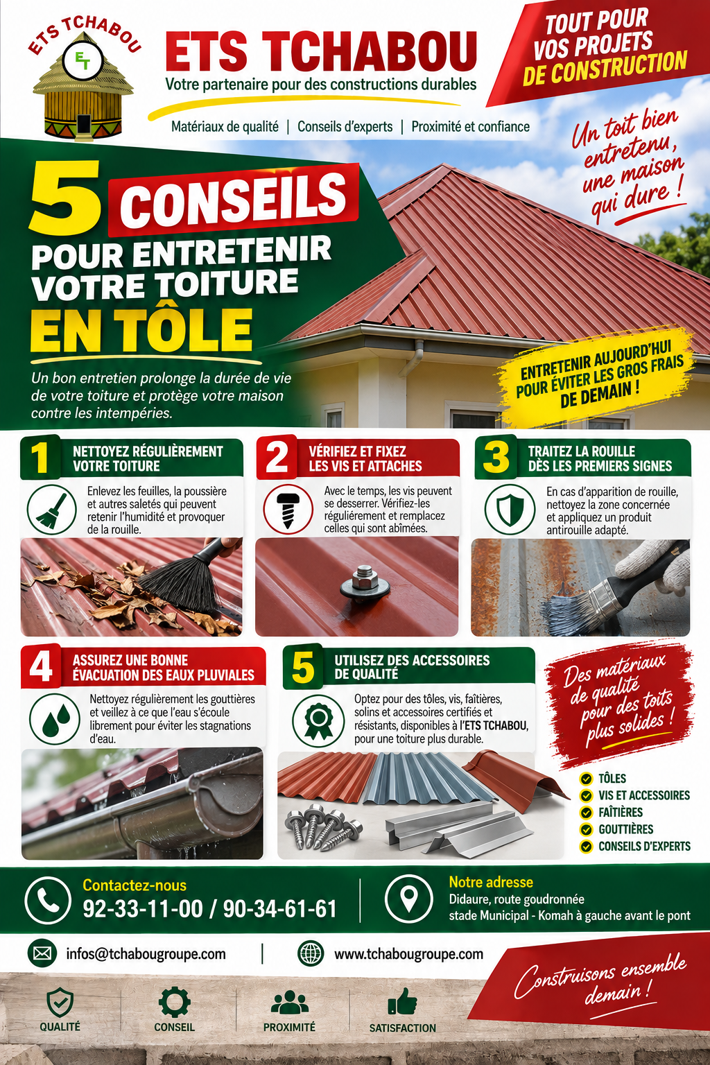 5 conseils pour entretenir votre toiture en tôle