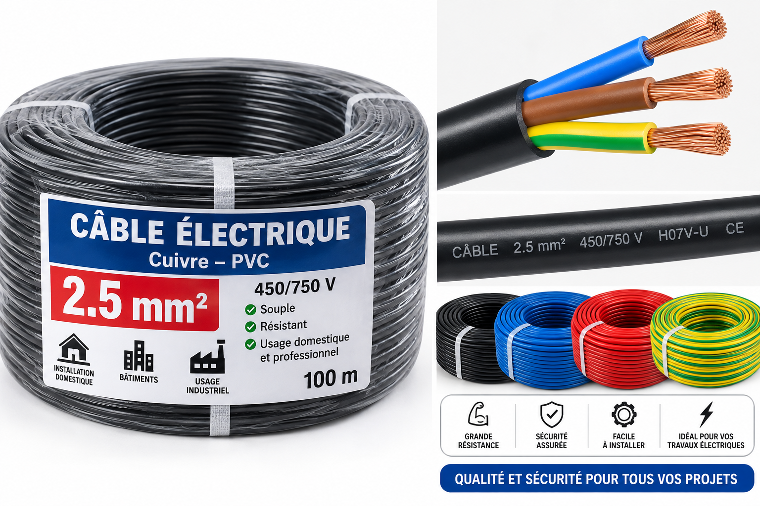 Câble électrique 2.5mm²
