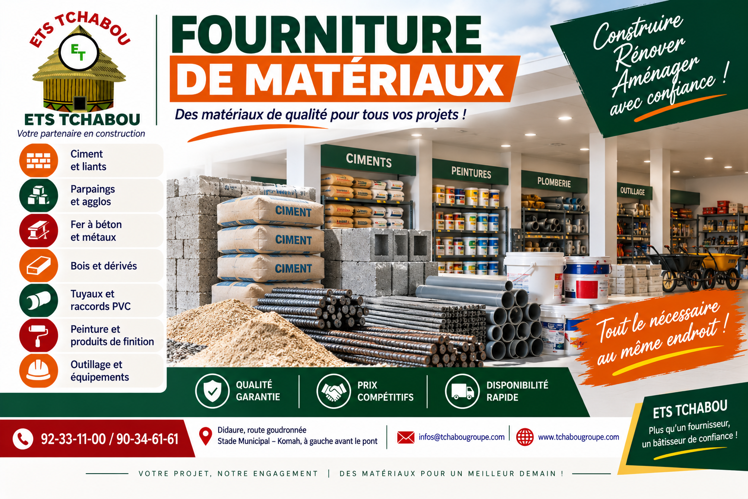 Fourniture de matériaux